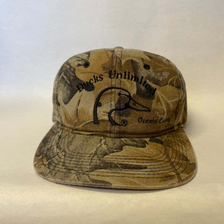 Vintage Ducks Unlimited Oconto County Camo Strapback Hat
