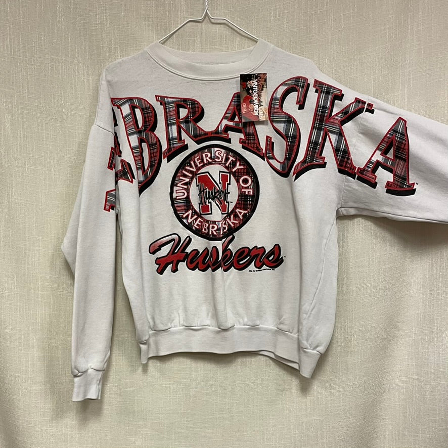 Vintage Nebraska Huskers Spellout Crewneck L