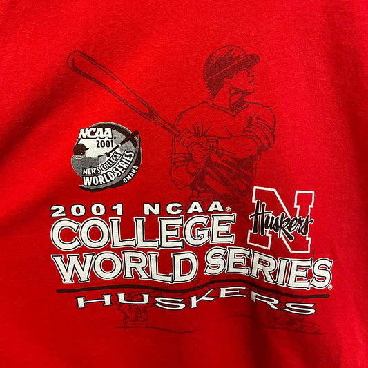 Vintage Nebraska Huskers Baseball 2001 College World Series Shirt XL