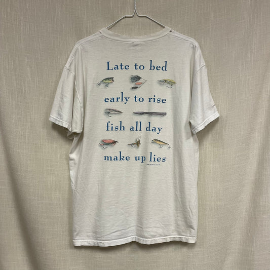 Vintage Go Fish 'Late to bed, early to rise, fish all day, make up lies' Shirt XL