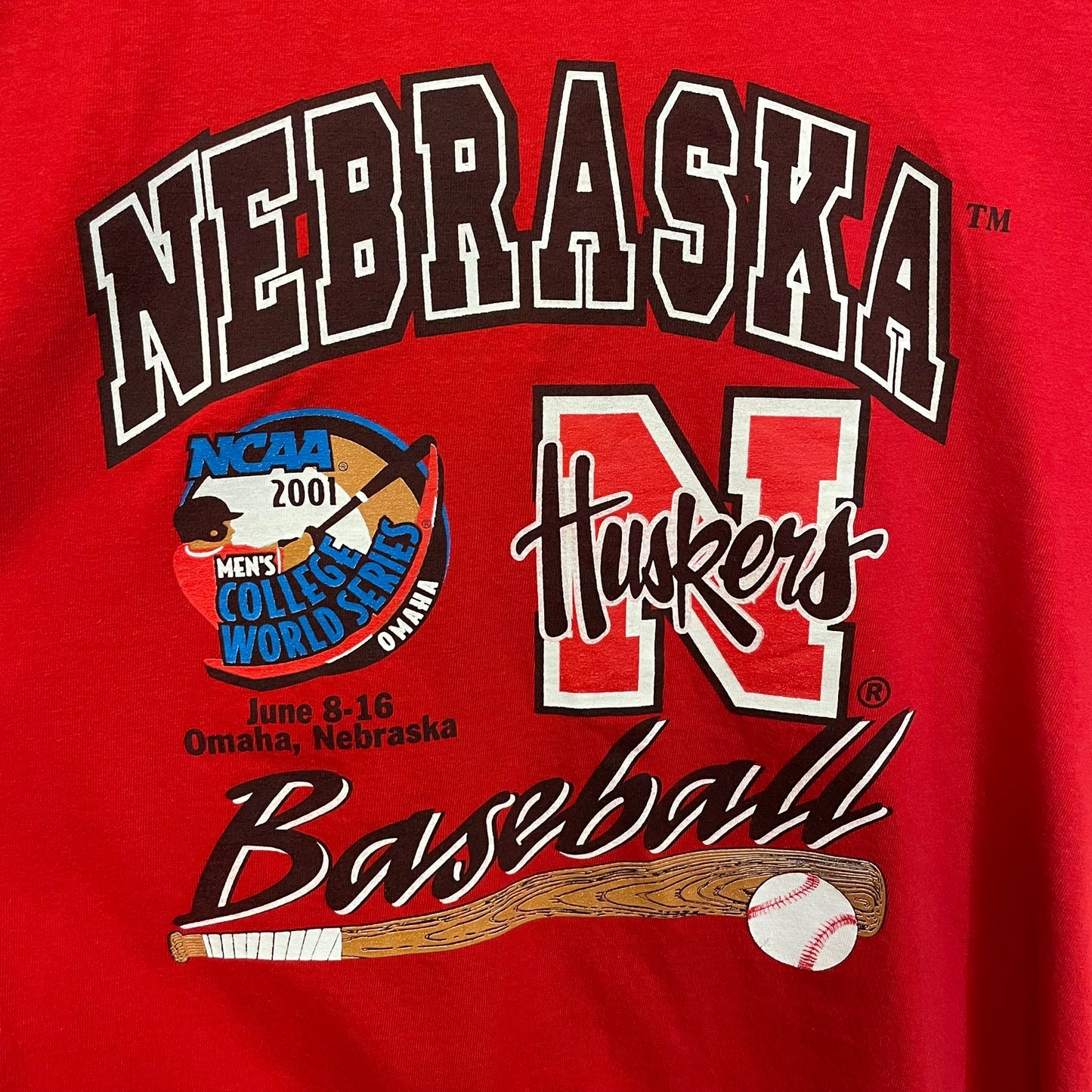 Vintage Nebraska Huskers Baseball 2001 College World Series Shirt L