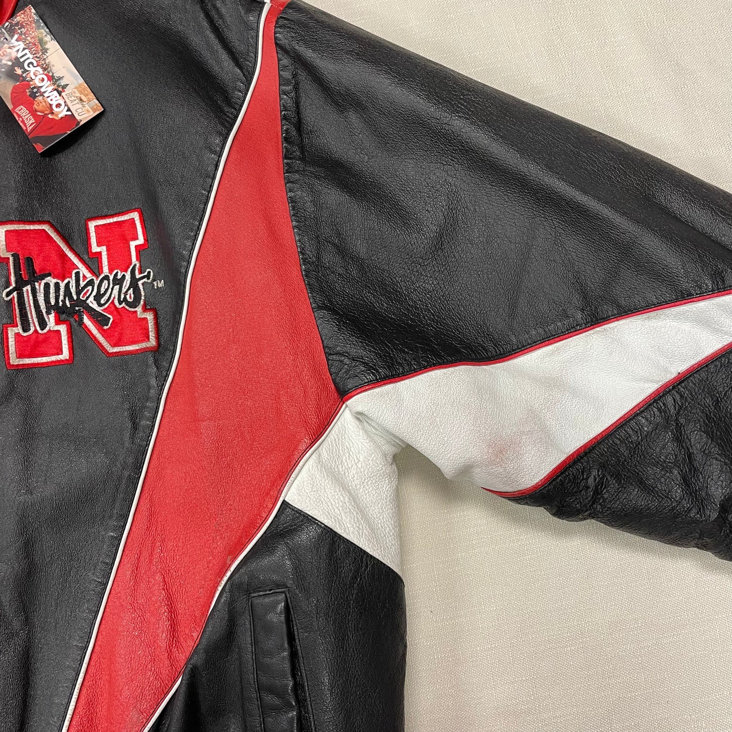 Vintage Nebraska Huskers Leather Jacket L