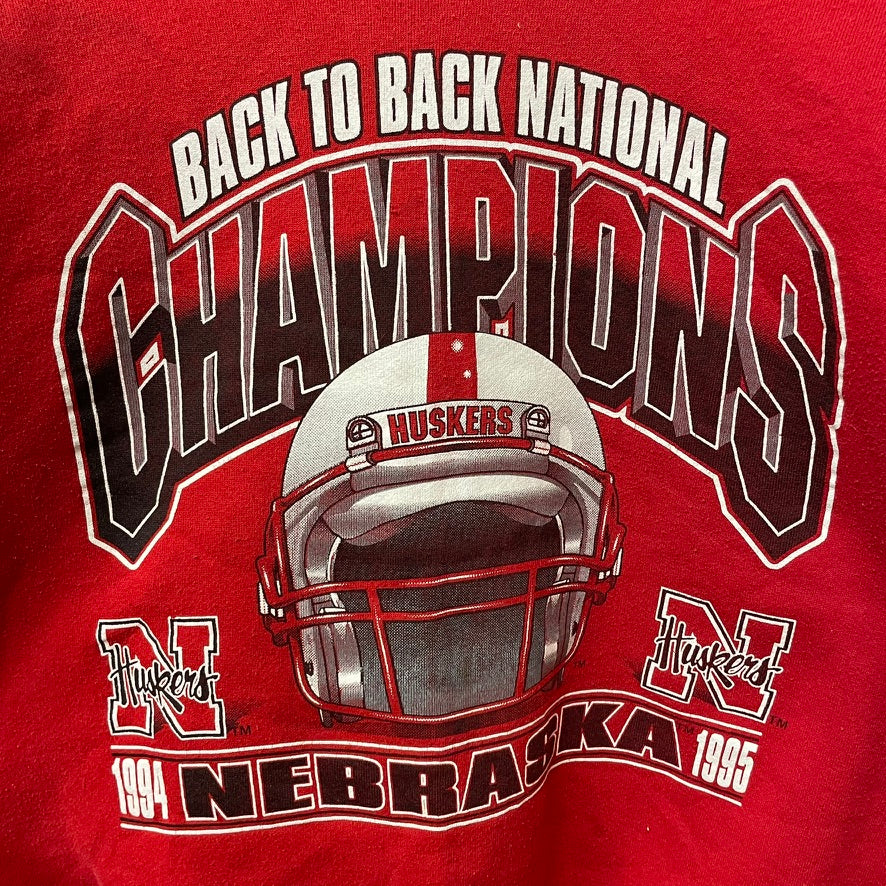 Vintage Nebraska Huskers Back to Back National Champions Crewneck L
