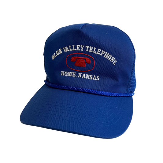 Vintage Blue Valley Telephone Home Kansas Snapback Trucker Hat