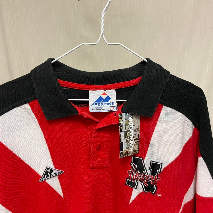Vintage Nebraska Huskers Sharktooth APEX ONE Polo Shirt L