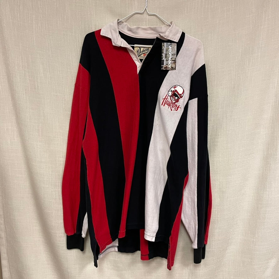 Vintage Nebraska Huskers Rugby Polo Shirt L