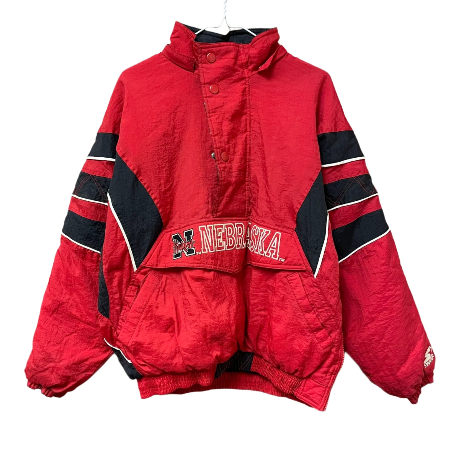 Vintage Nebraska Huskers STARTER Quarter Zip Puffer M