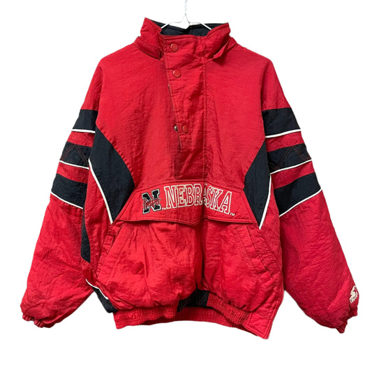 Vintage Nebraska Huskers STARTER Quarter Zip Puffer M