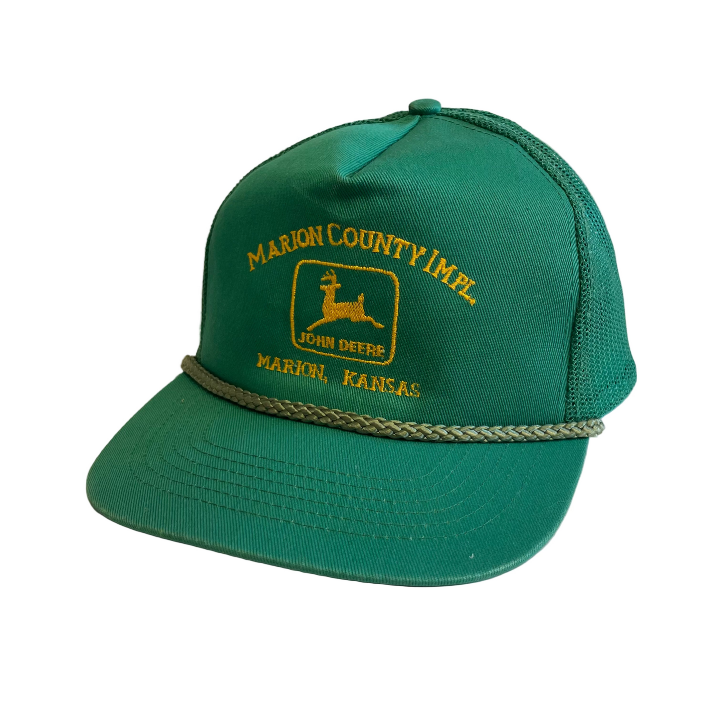 Vintage John Deere Marion County Kansas Implement Snapback Trucker Hat
