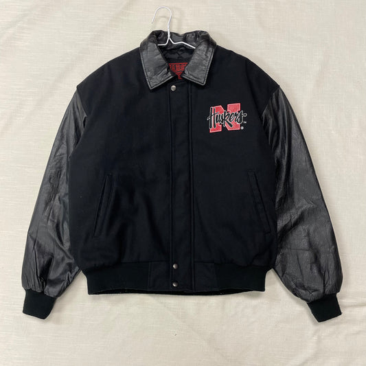 Vintage Nebraska Huskers Blackshirts Leather Jacket L