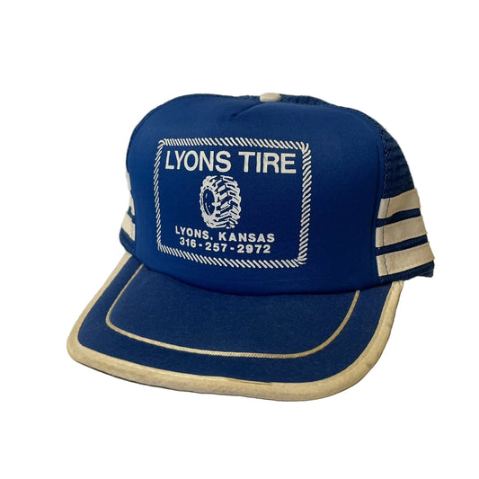 Vintage Lyons Tire Kansas 3 Stripe Snapback Trucker Hat
