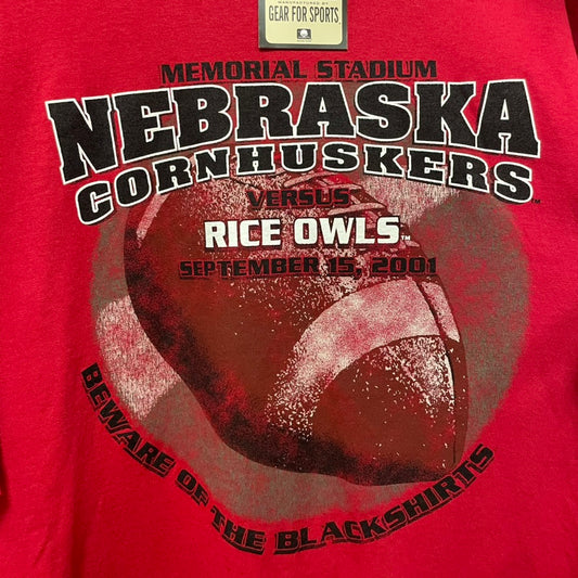 Vintage Nebraska Huskers vs Rice Owls 2001 Memorial Stadium Shirt XL