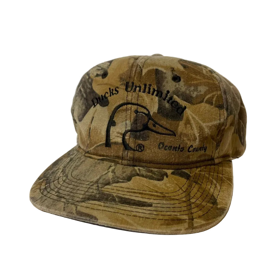 Vintage Ducks Unlimited Oconto County Camo Strapback Hat