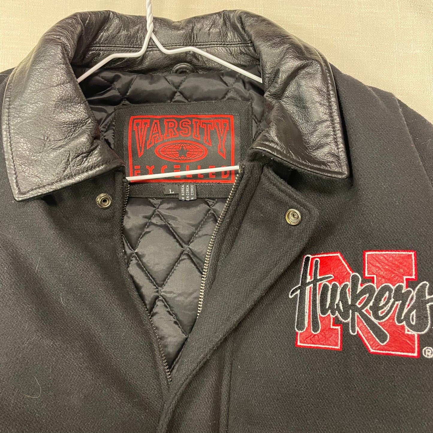 Vintage Nebraska Huskers Blackshirts Leather Jacket L