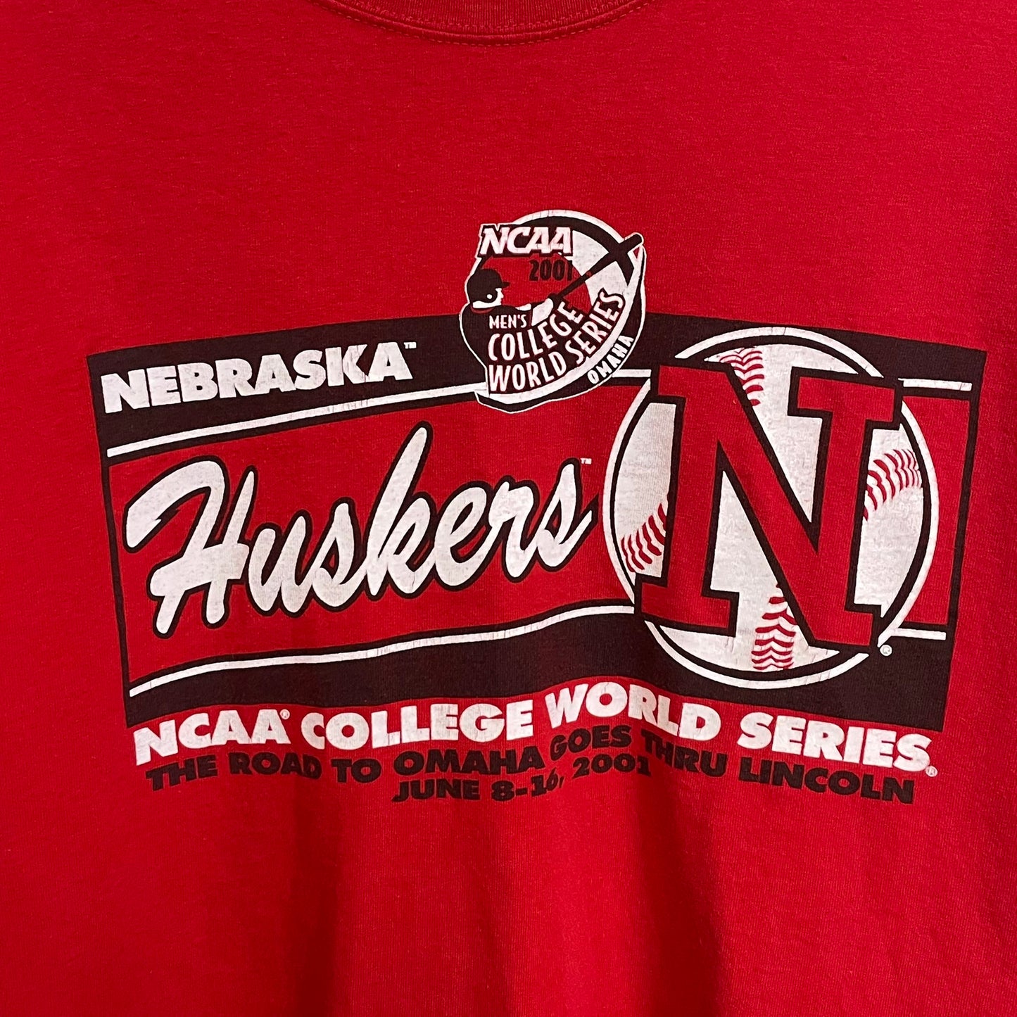 Vintage Nebraska Huskers Baseball Shirt 2001 College World Series XL