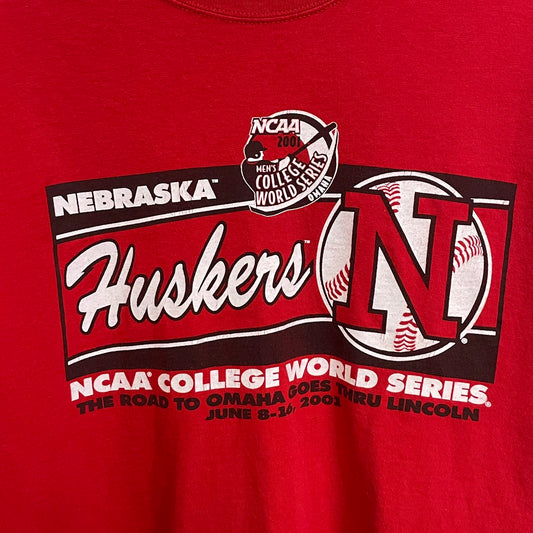 Vintage Nebraska Huskers Baseball Shirt 2001 College World Series XL