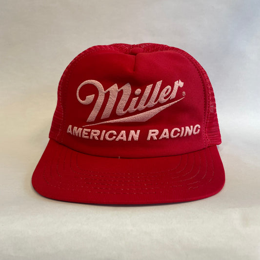 Vintage Miller Beer American Racing Snapback Trucker Hat FLAW