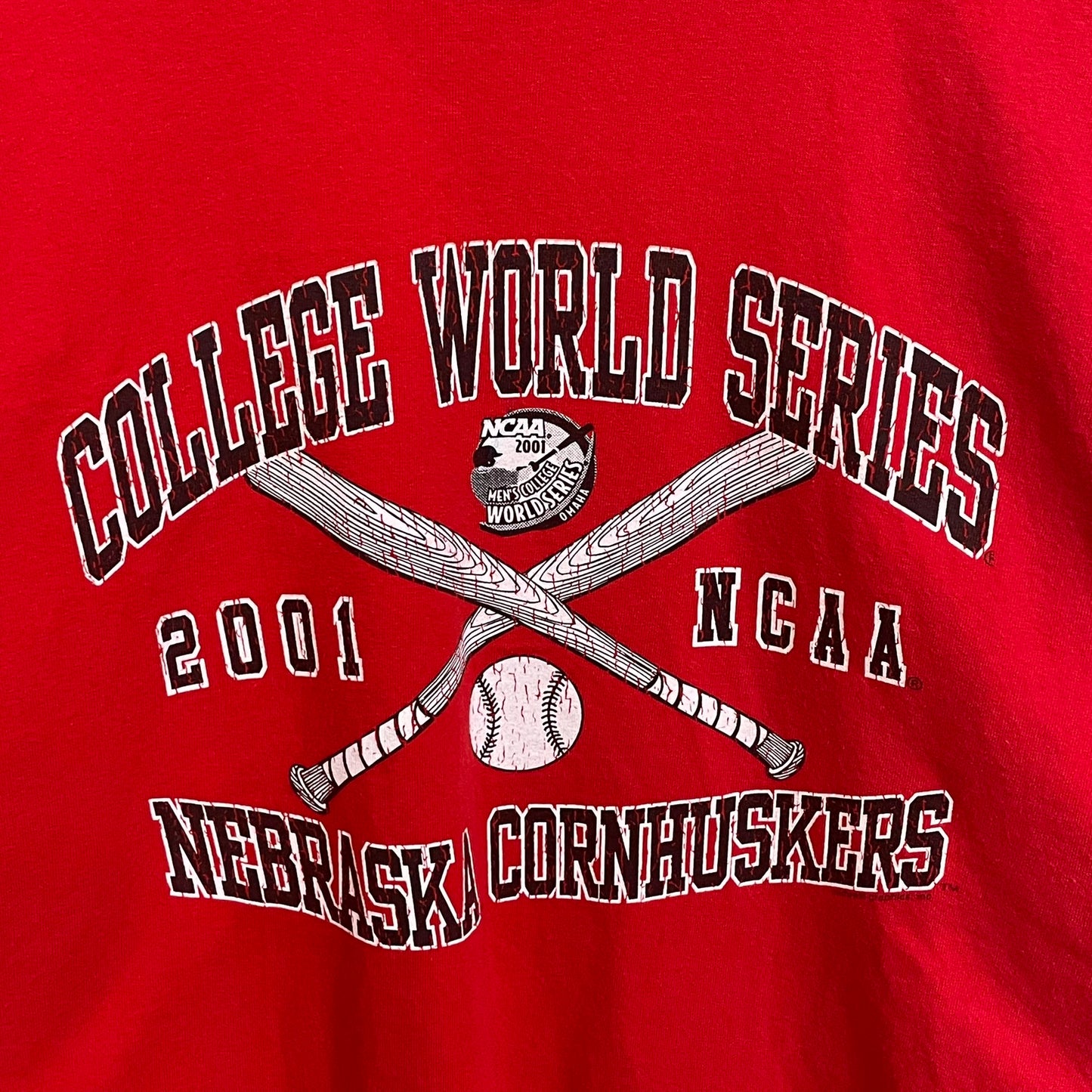 Vintage Nebraska Huskers Baseball 2001 College World Series Shirt XL