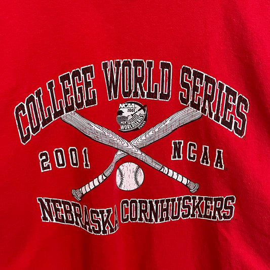 Vintage Nebraska Huskers Baseball 2001 College World Series Shirt XL