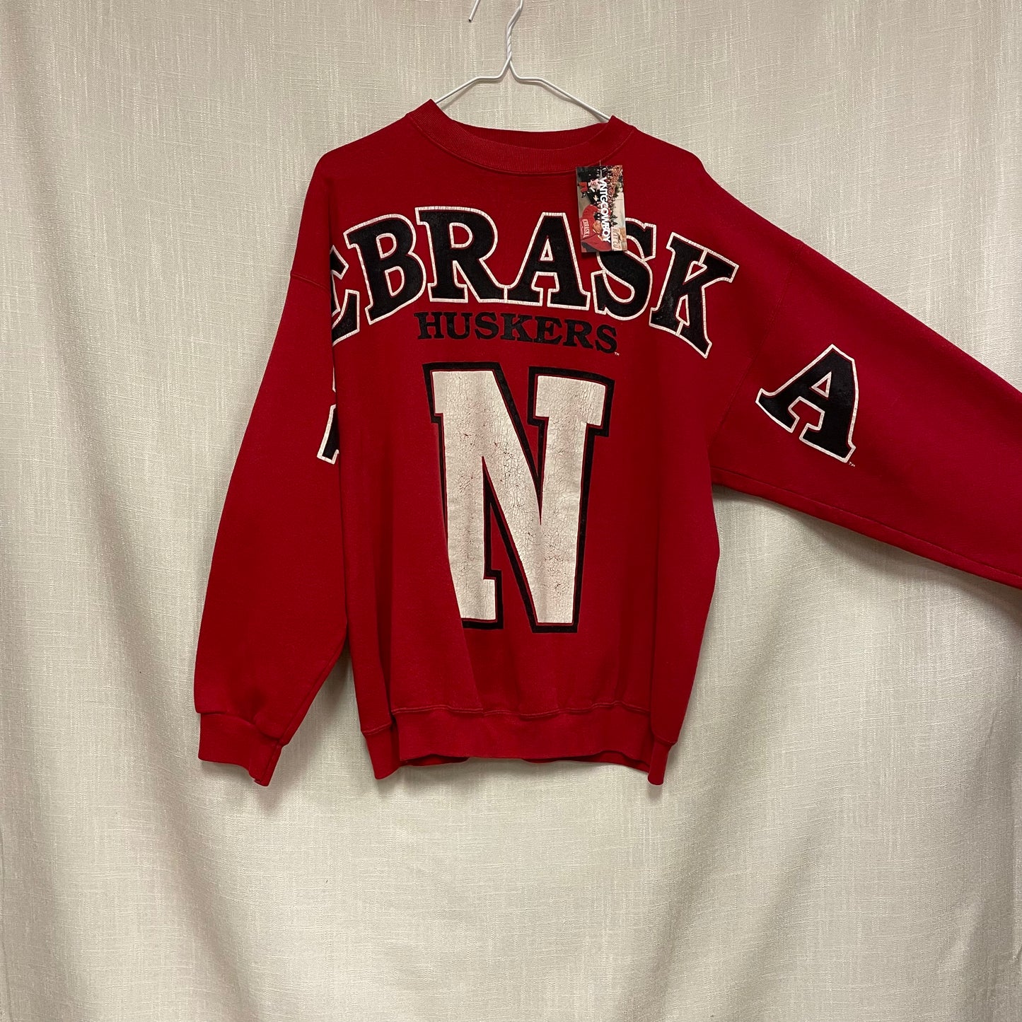 Vintage Nebraska Huskers Spellout Crewneck XL