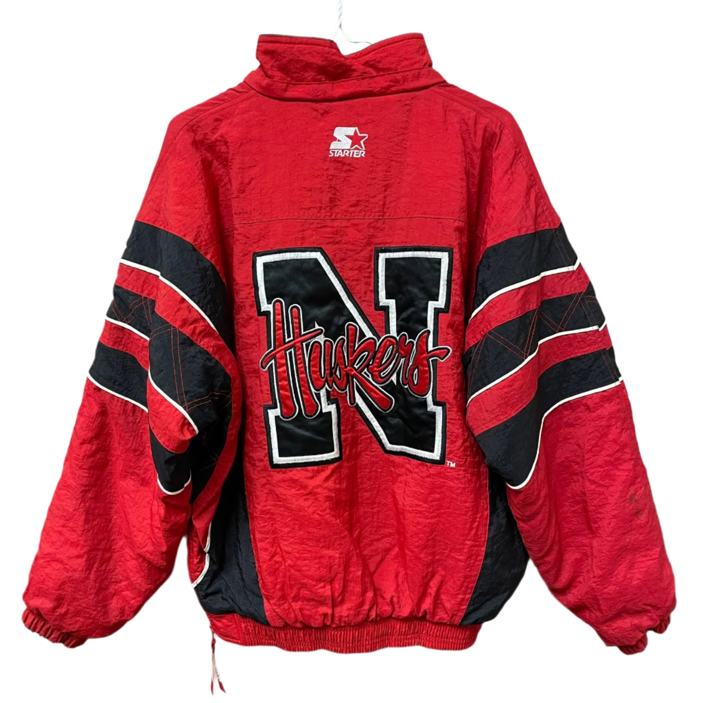 Vintage Nebraska Huskers STARTER Quarter Zip Puffer M