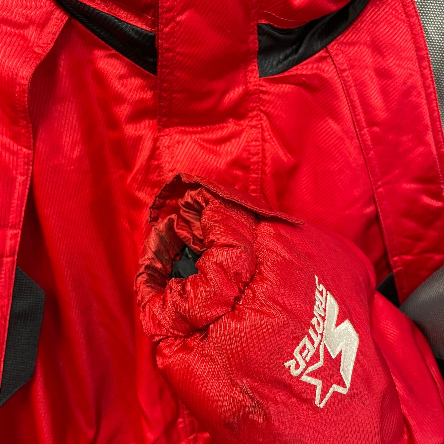 Vintage Nebraska Huskers STARTER Quarter Zip Puffer Jacket L