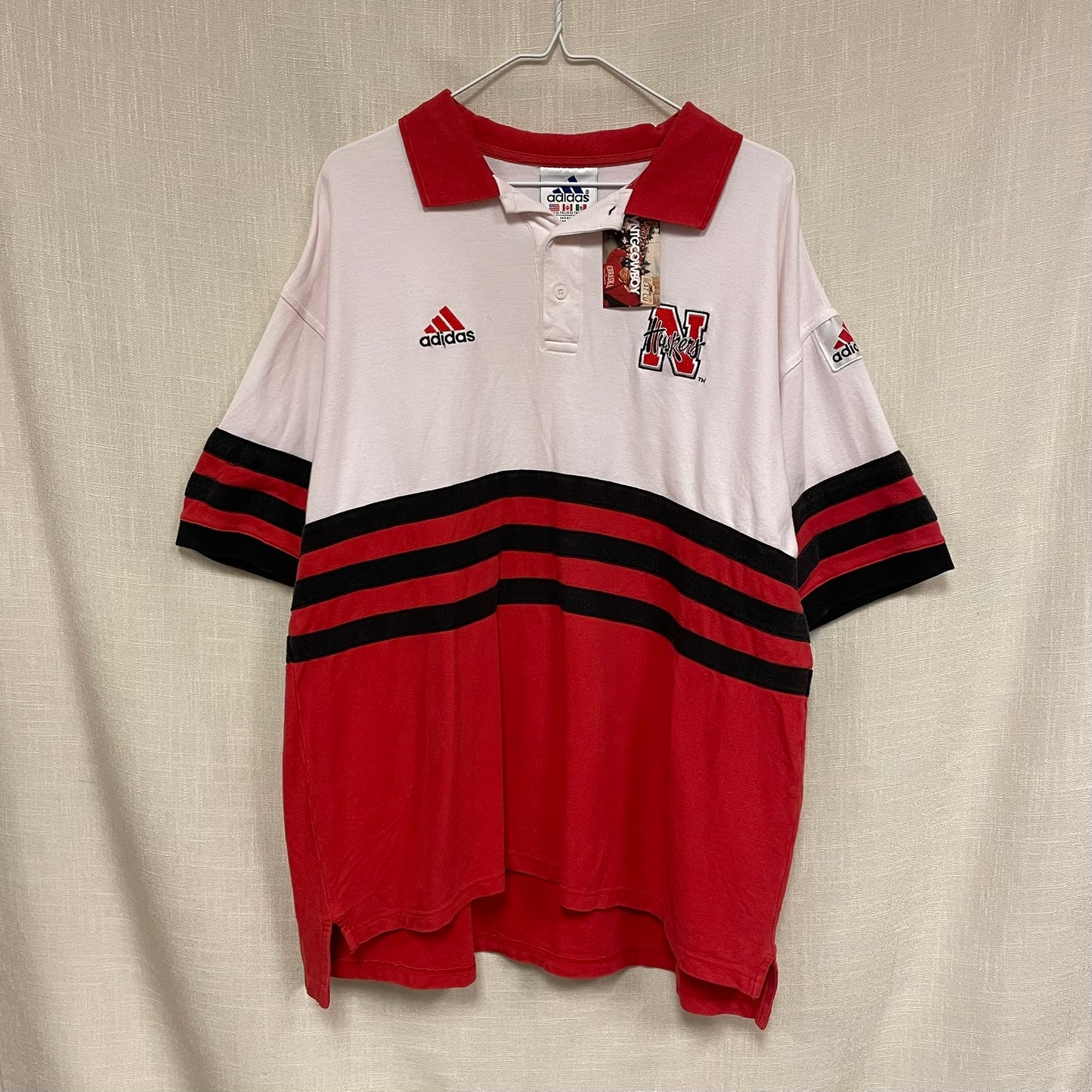 Vintage Nebraska Huskers Adidas Tom Osborne Polo Shirt XL