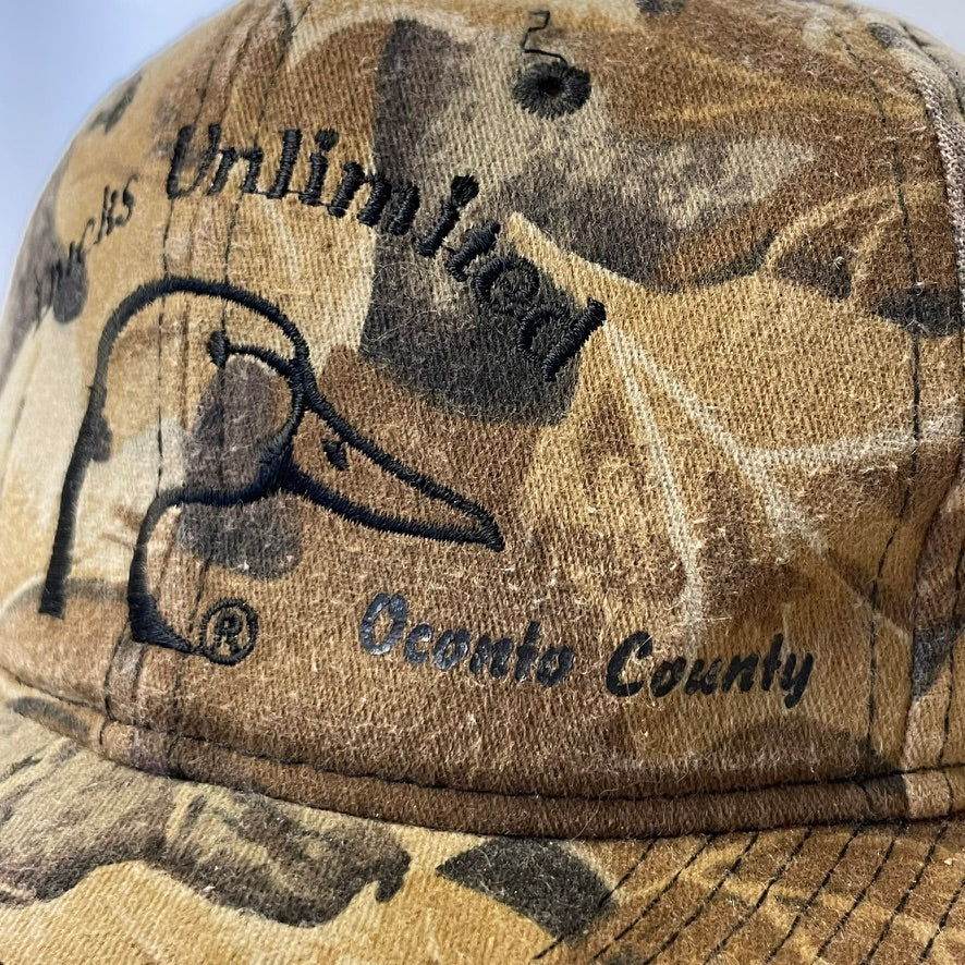 Vintage Ducks Unlimited Oconto County Camo Strapback Hat