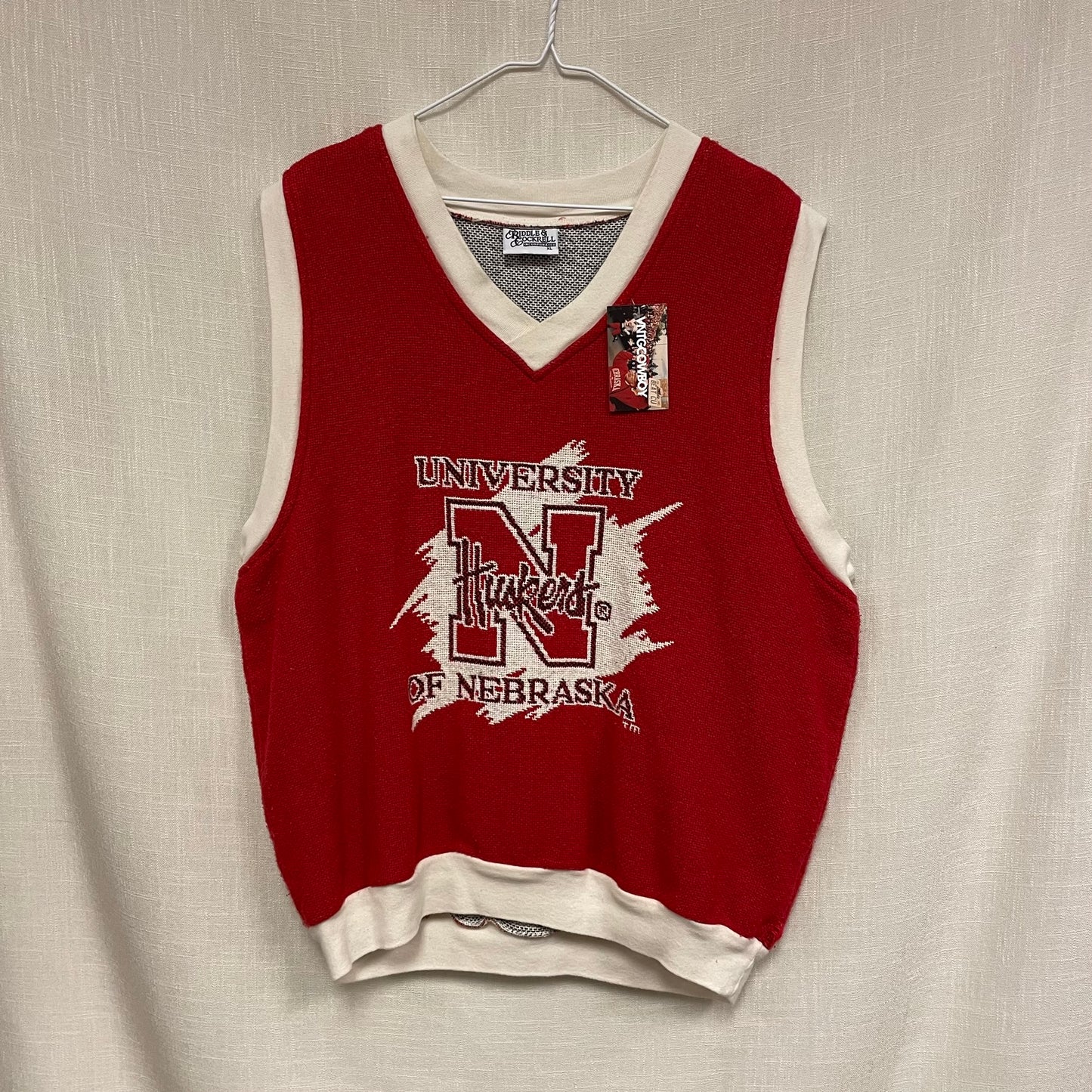 Vintage Nebraska Huskers Knitted Sweater Vest XL