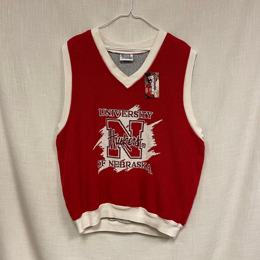 Vintage Nebraska Huskers Knitted Sweater Vest XL