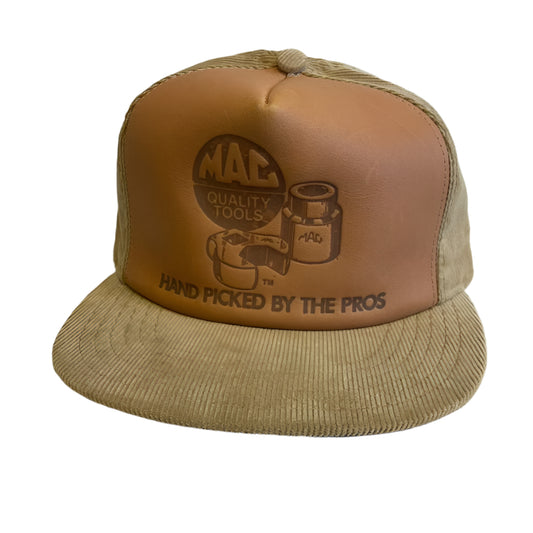 Vintage MAC Tools Leather/Corduroy Snapback Hat