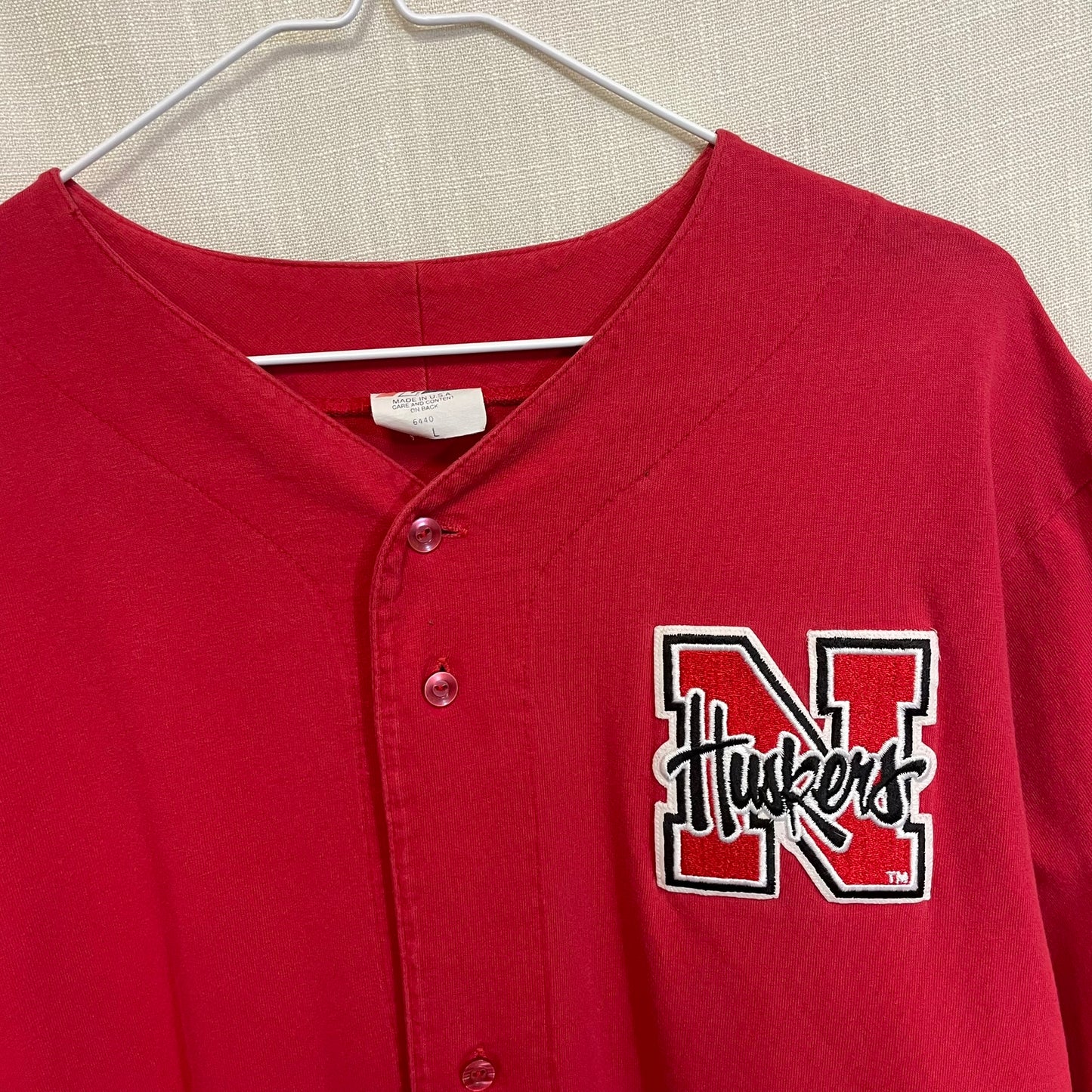 Vintage Nebraska Huskers Baseball Jersey Majestic L