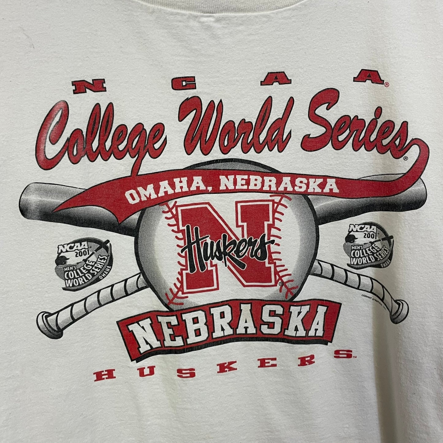 Vintage Nebraska Huskers Baseball 2001 College World Series Shirt XXL