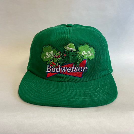 Vintage Budweiser Beer Frog Clover Snapback Hat