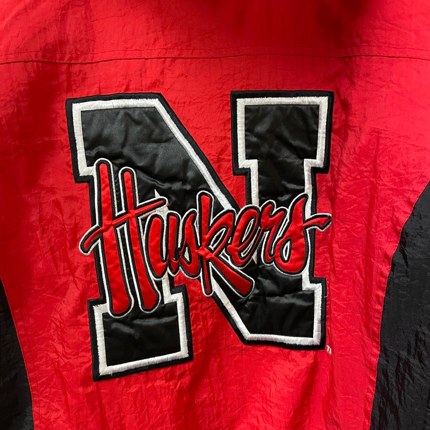 Vintage Nebraska Huskers STARTER Quarter Zip Puffer L