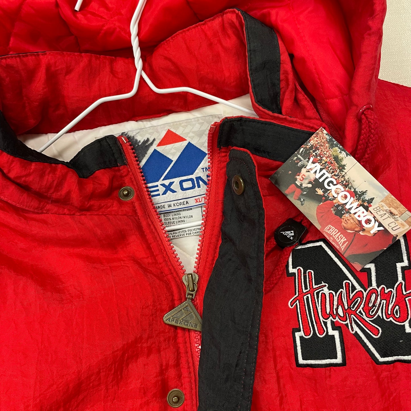 Vintage Nebraska Huskers APEX ONE Puffer Jacket XL