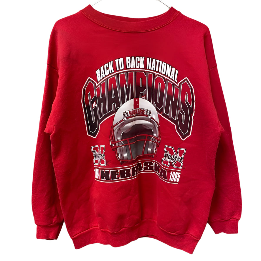 Vintage Nebraska Huskers Back to Back National Champions Crewneck L