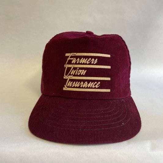 Vintage Farmers Union Insurance Corduroy Snapback Hat