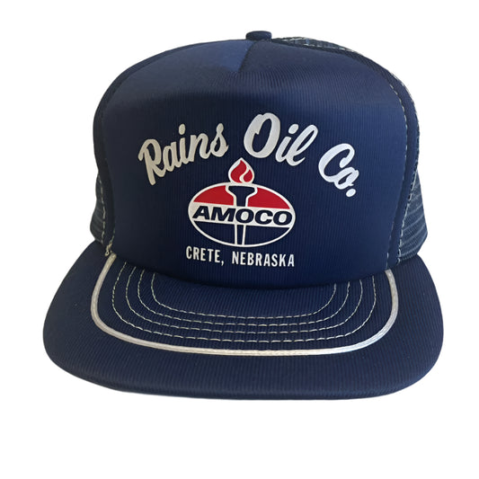 Vintage Amoco Rains Oil Crete, Nebraska Snapback Hat