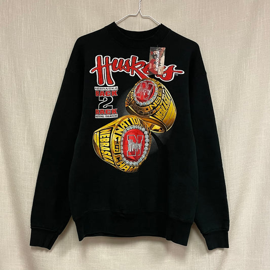 Vintage Nebraska Huskers National Champions Ring Crewneck L