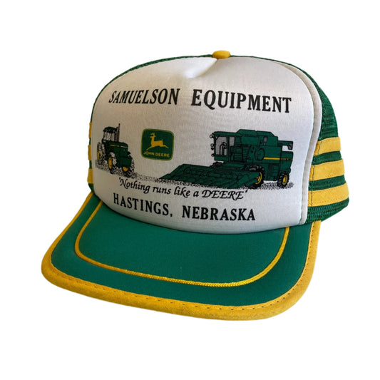 Vintage John Deere Samuelson Equipment 3 Stripe Snapback Hat
