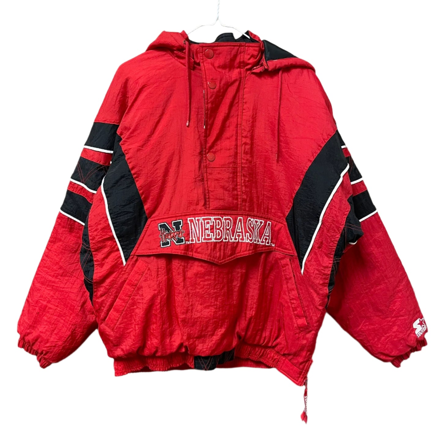 Vintage Nebraska Huskers STARTER Quarter Zip Puffer L