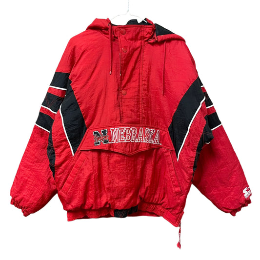 Vintage Nebraska Huskers STARTER Quarter Zip Puffer L