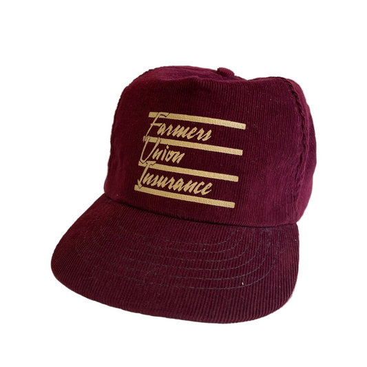 Vintage Farmers Union Insurance Corduroy Snapback Hat
