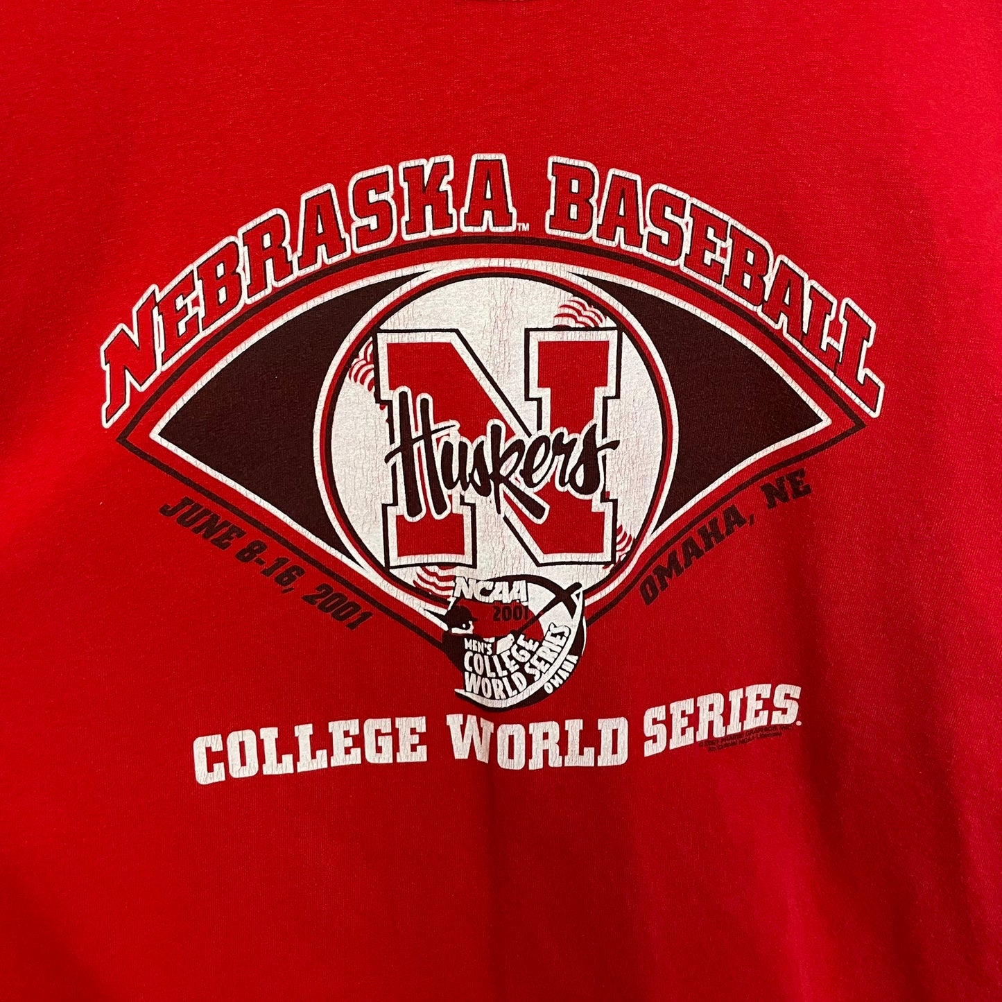 Vintage Nebraska Huskers Baseball 2001 College World Series Shirt XL