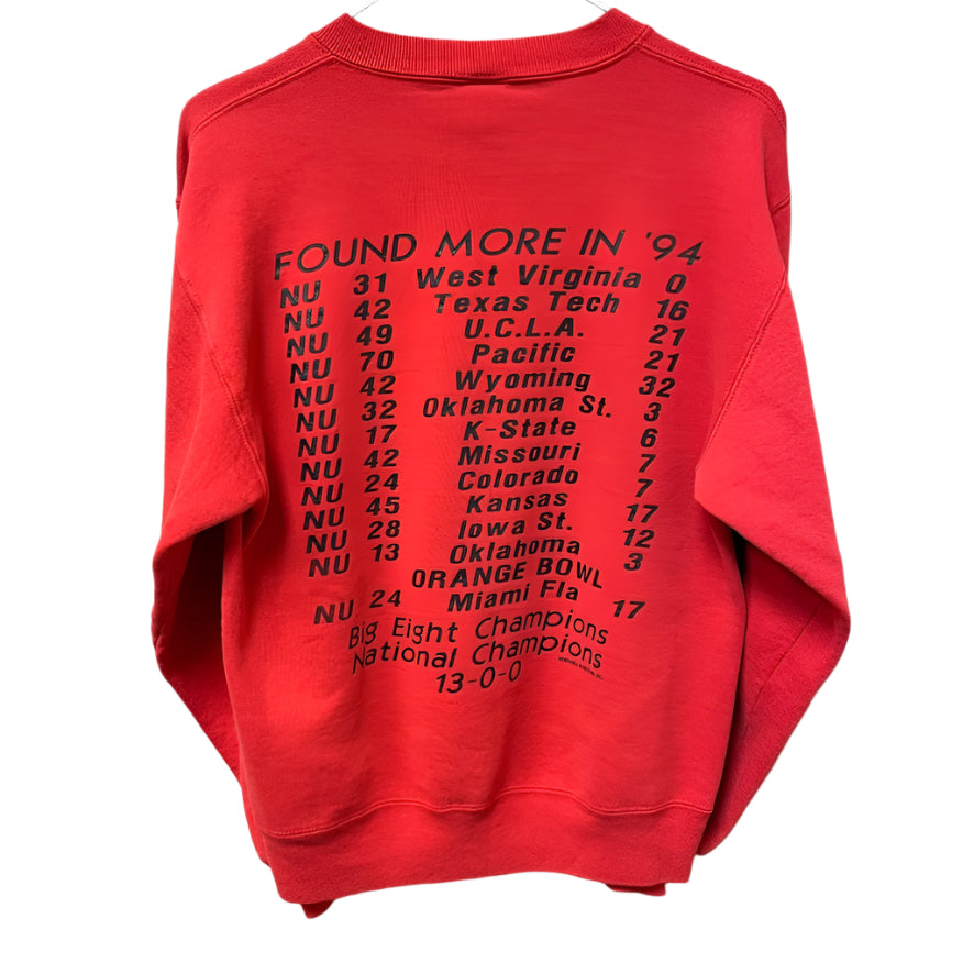 Vintage Nebraska Huskers 1994 National Champions w/ Back Hit Crewneck S