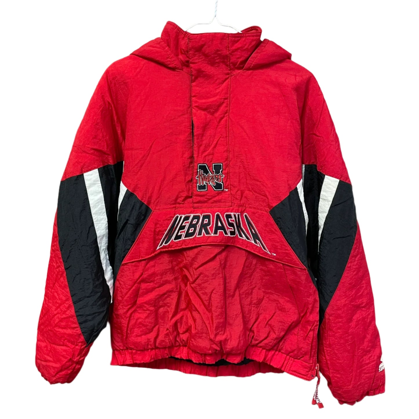 Vintage Nebraska Huskers STARTER Quarter Zip Puffer M