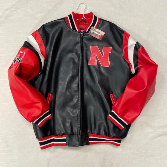 Vintage Nebraska Huskers Leather Jacket XL