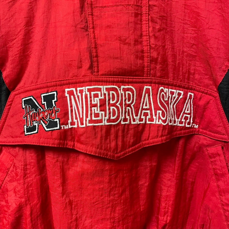Vintage Nebraska Huskers STARTER Quarter Zip Puffer L