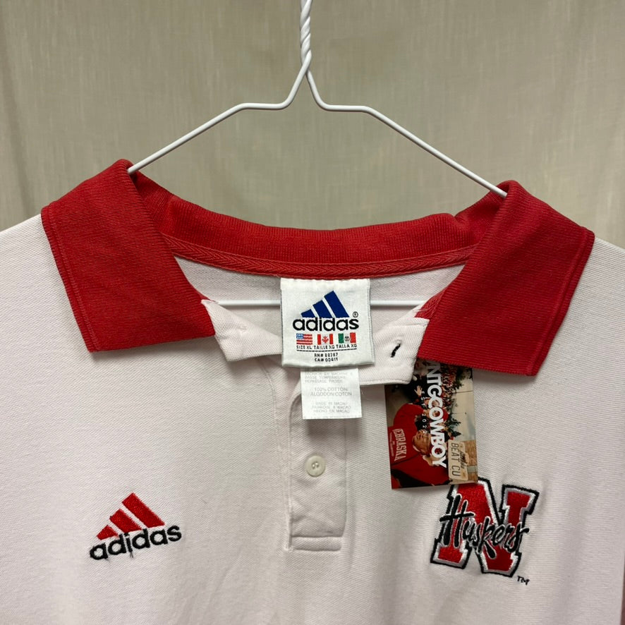Vintage Nebraska Huskers Adidas Tom Osborne Polo Shirt XL